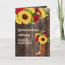 Rosas Rojas Girasoles Botas de Vaquera Quinceañera
