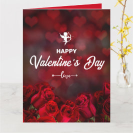 Tarjeta Rosas Rojas Personalizadas Cupido Romántico De Mod