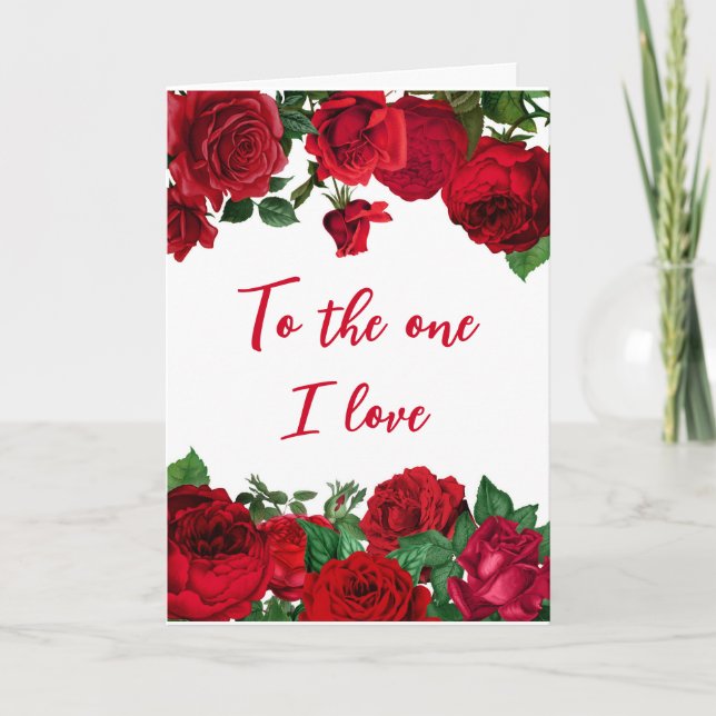 Tarjeta Rosas Rojas Románticas en el Día de San Valentín B (Anverso)
