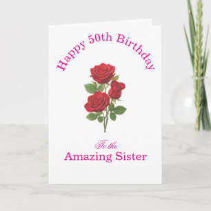 Tarjeta Rosas rojas rosadas Hermana increíble Cumpleaños A