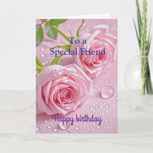 Tarjeta Rosas Rojas Rosadas Para Cumpleaños De Amiga Espec