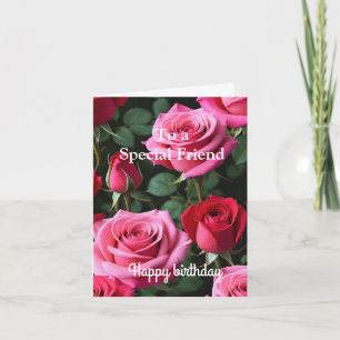 Tarjeta Rosas Rojas Rosadas Para Cumpleaños de Amiga Espec