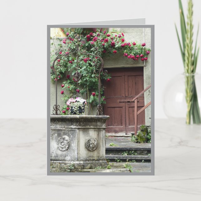 Tarjeta Rosas rojas sobre la puerta/ Italia (Anverso)
