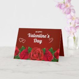 Tarjeta Rosas rojos románticos hermosos corazones Valentin
