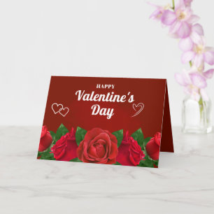 Tarjeta Rosas Románticas Rojas Corazones Hermosos San Vale