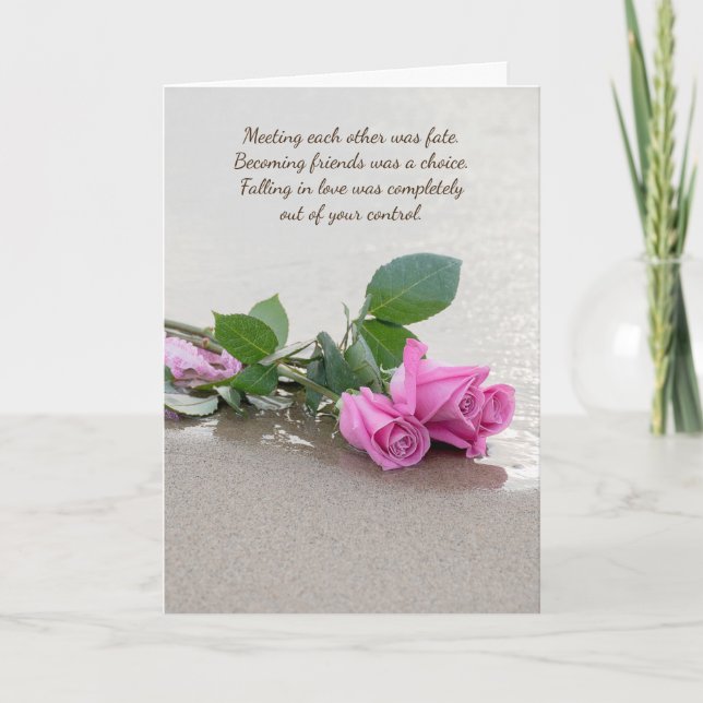 Tarjeta Rosas Rosa boda En La Playa (Anverso)