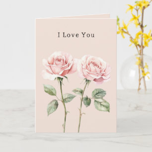 Tarjeta Rosas rosadas amor floral