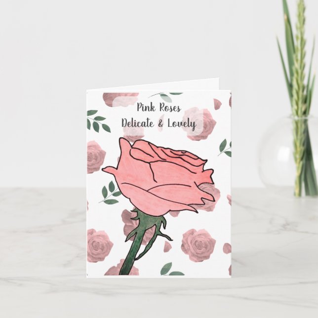Tarjeta Rosas rosadas: delicadas y adorables (Anverso)