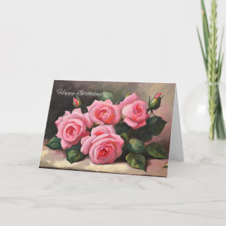 Tarjeta Rosas rosadas felices de cumpleaños