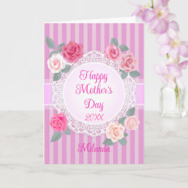 Tarjeta Rosas rosadas Feliz Día de la Madre