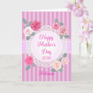 Tarjeta Rosas rosadas Feliz Día de la Madre