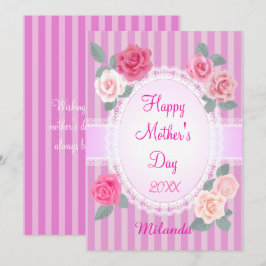 Tarjeta Rosas rosadas Feliz Día de la Madre