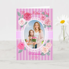 Tarjeta Rosas rosadas Feliz Día de la Madre