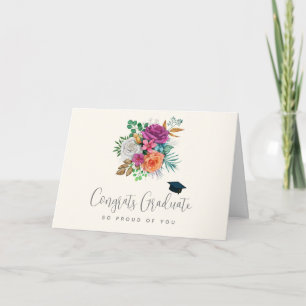 Tarjeta Rosas rosadas, naranjas y blancas Graduación