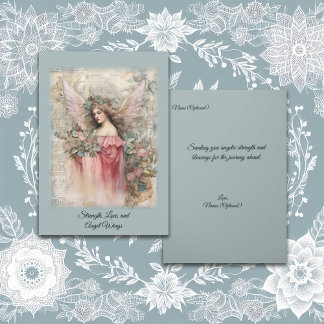 Tarjeta Rosas rosadas Vintage Angel