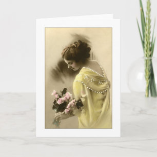 Tarjeta Rosas rosas rosadas victorianas, románticas