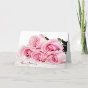 Tarjeta Rosas rosas rosas en cuatro por aniversario