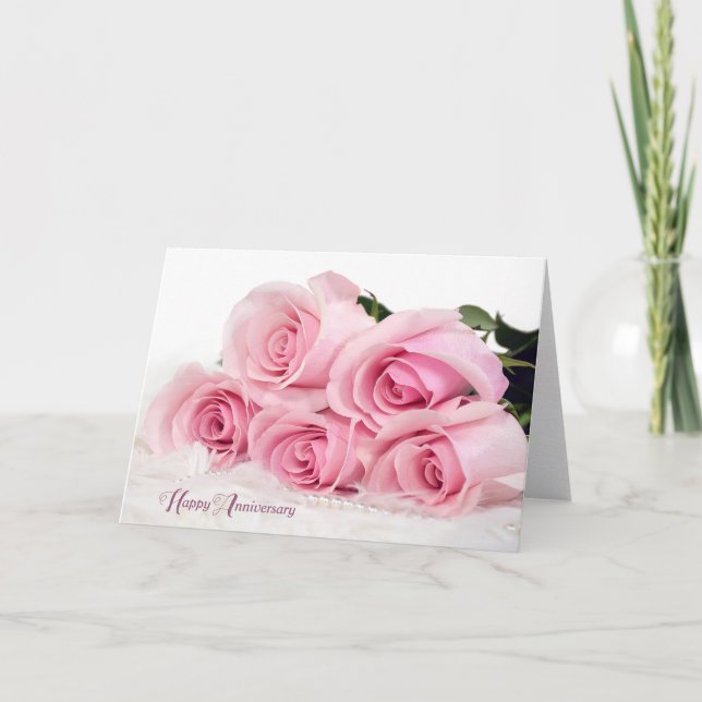 Tarjeta Rosas rosas rosas en cuatro por aniversario (Anverso)