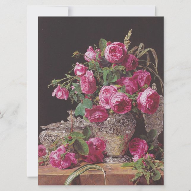 Tarjeta Rosas rosas rosas (por Ferdinand Georg Waldmüller) (Anverso)