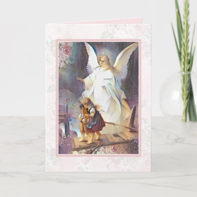 Tarjeta Rosas rosas rosas rosadas de los niños ángel de la (Anverso)