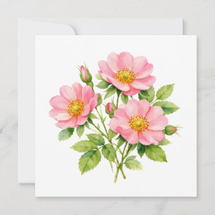 Tarjeta Rosas silvestres color rosa agua 