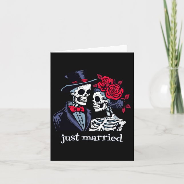 Tarjeta Rosas Skeleton Bride Y Groom Skeleton Halloween (Anverso)