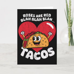 Tarjeta Rosas Son Rojas Blah Blah Tacos Divertido San Vale