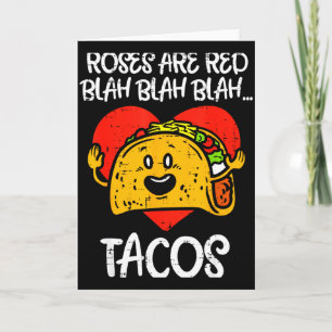 Tarjeta Rosas Son Rojas Blah Tacos Divertidos Día de San V