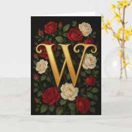 Tarjeta Rosas Trepadoras Encantadas Inicial “W”