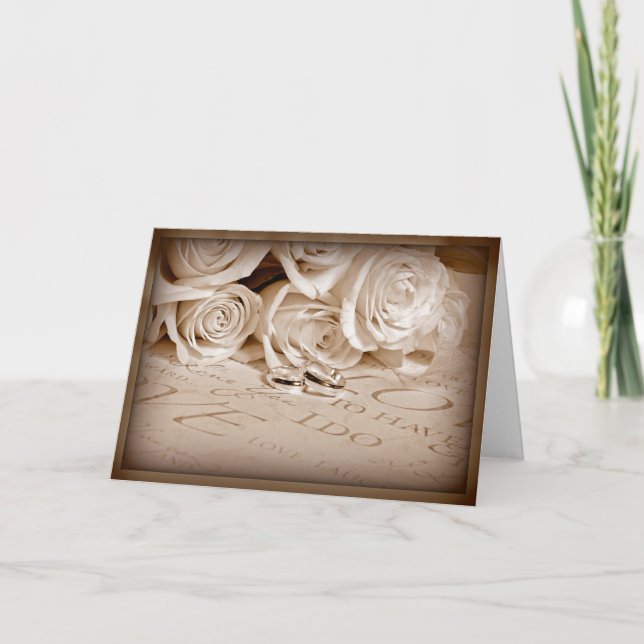Tarjeta Rosas y anillos Bodas (Anverso)