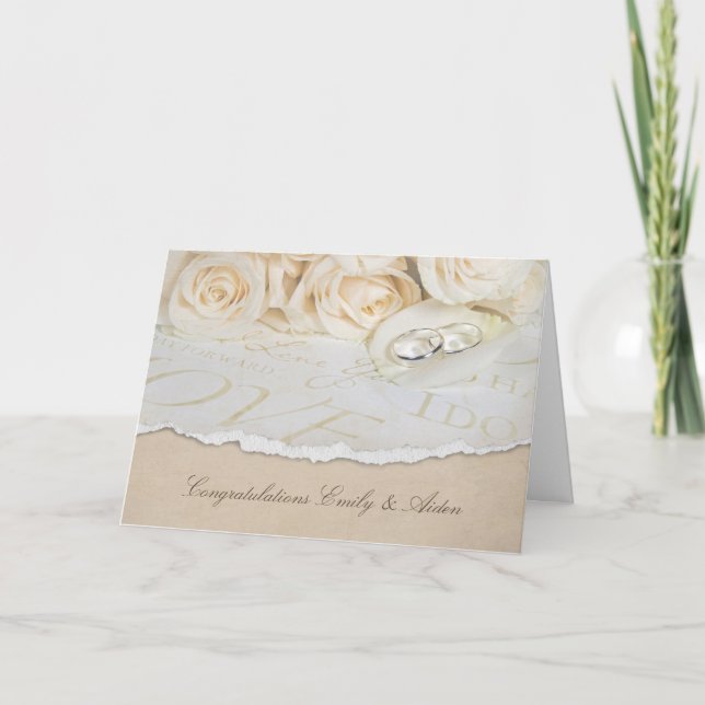 Tarjeta Rosas y anillos Bodas (Anverso)