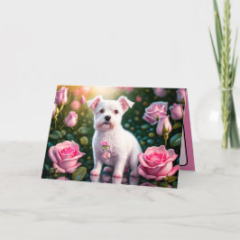Tarjeta Rosas Y Colección De Perros Pequeños