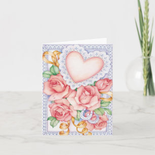 Tarjeta Rosas y corazón