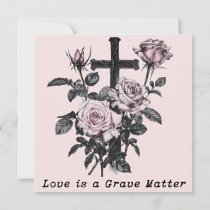 Tarjeta Rosas y cruz del cementerio oculto gótico