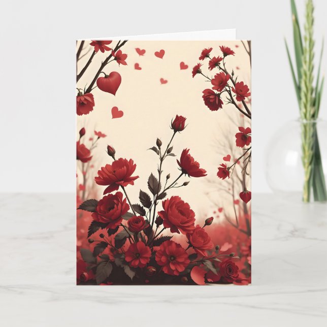 Tarjeta Rosas y El día de San Valentín del corazón (Anverso)