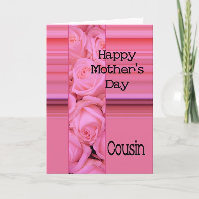Tarjeta Rosas y rayas del primo Pastel Día de la Madre (Anverso)