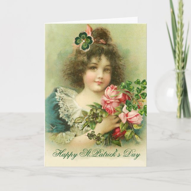 Tarjeta Rosas y Shamrock - Día de San Patricio (Anverso)