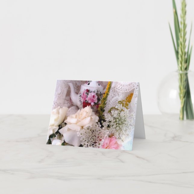 Tarjeta Rosas y tetera (Anverso)