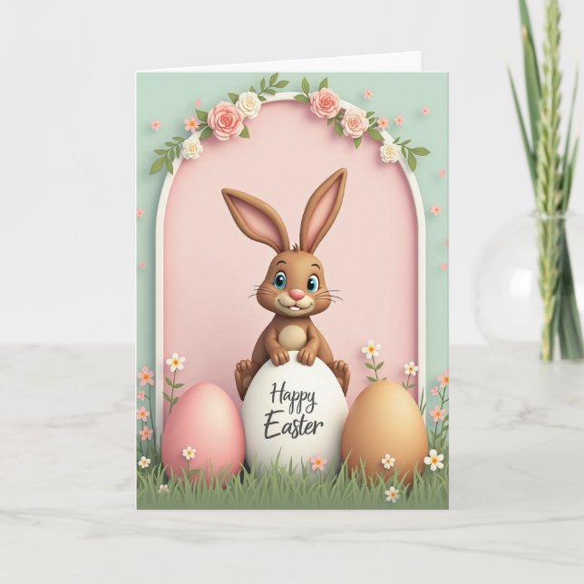 Tarjeta Rose Arch Easter Bunny Card (Anverso)