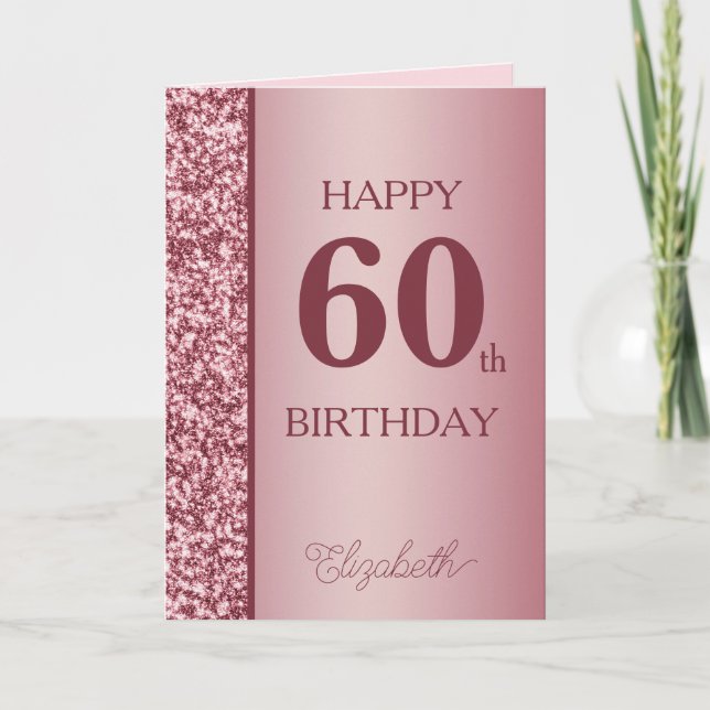 Tarjeta Rose Gold 60th Birthday Card (Anverso)