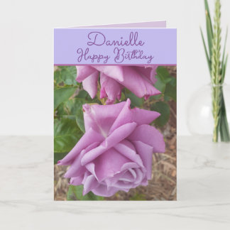 Tarjeta Rose Purple Flower floral Girls Name Birthday