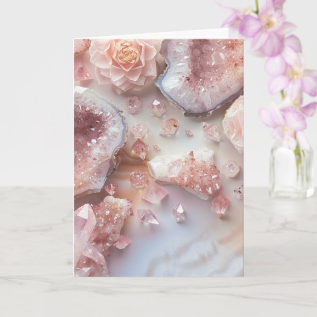 Tarjeta Rose Quartz Crystal | Love Stone Pink  Photo Card (Orquídea)