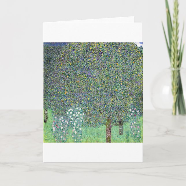 Tarjeta Rosebushes Bajo Los Árboles, Gustav Klimt (Anverso)