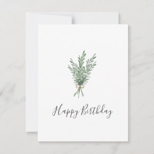 Tarjeta Rosemary Bouquet con color de agua y jute Bow