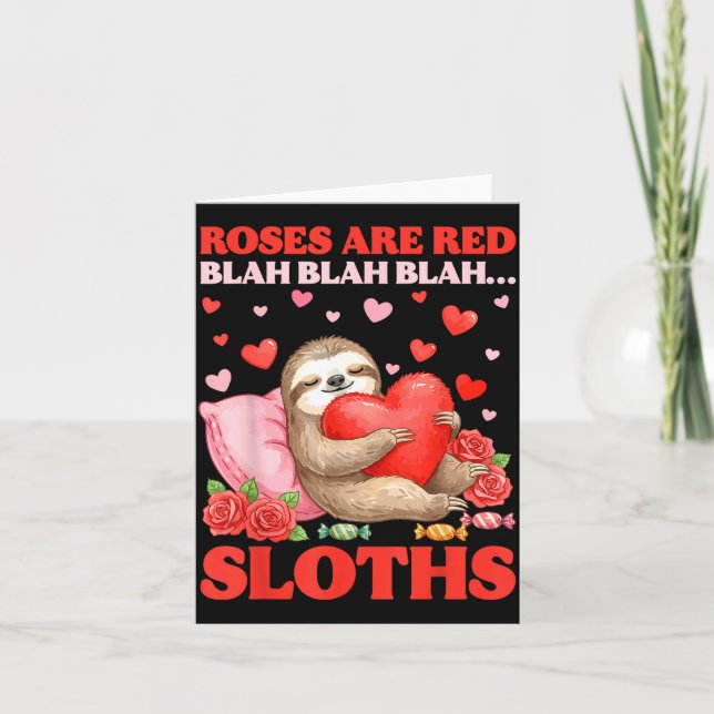 Tarjeta Roses Are Red Blah Sloths Valentine Cute Animal Lo (Anverso)