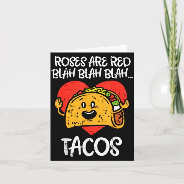 Tarjeta Roses Are Red Blah Tacos Funny Valentine Day Food  (Anverso)