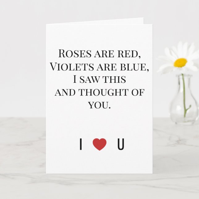Tarjeta Roses Are Red Valentine's - I ♥ U Funny Romantic   (Planta pequeña)