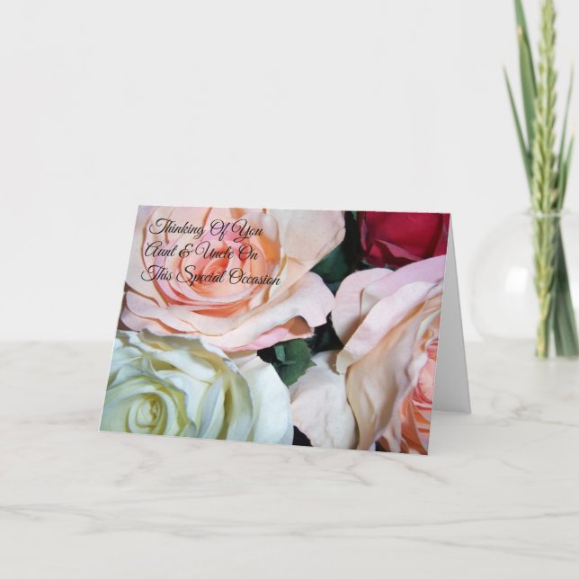 Tarjeta Roses Aunt Uncle Personalised Wedding Anniversary (Anverso)