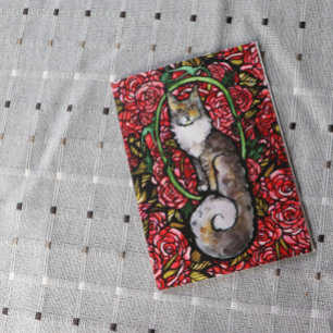 Tarjeta Roses rojas Maine Coon Kitty Gato Rosa Gato