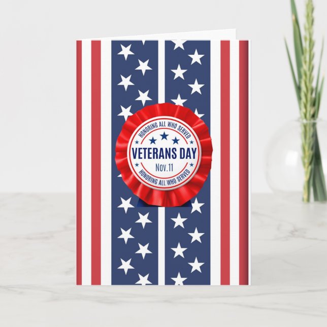 Tarjeta Rosette del Día de los Veteranos (Anverso)